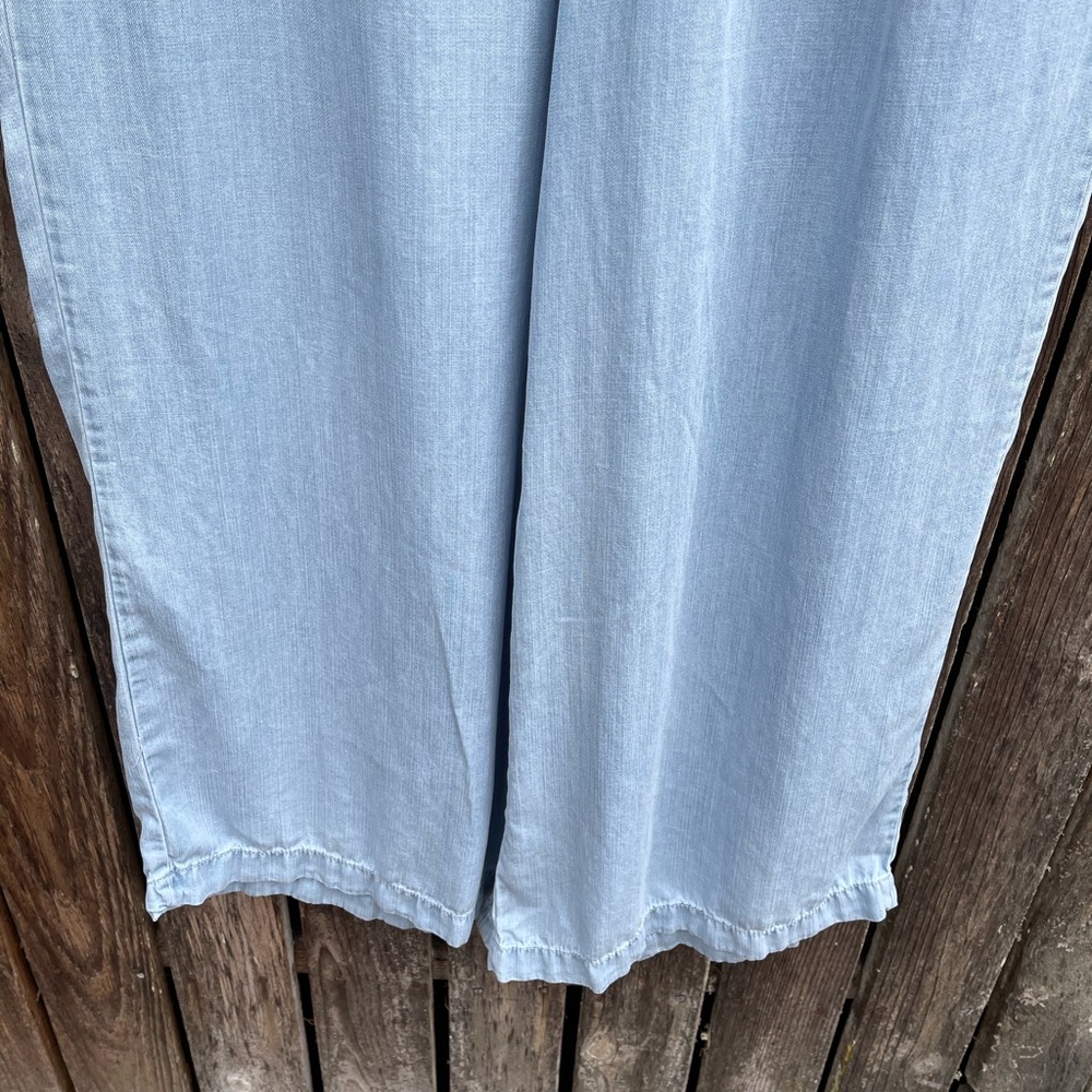 Ana Small Wide Leg Cropped Pull On Pants Pastel Blue Lyocell Elastic Waist Comfy - Picture 3 of 7